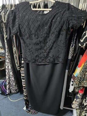 R & M Richards Black & Glitter Dress Formal For Wedding Etc..Size 10